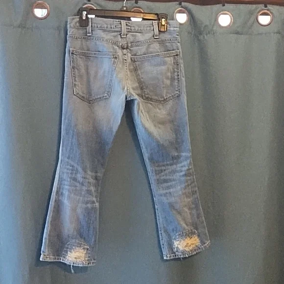 Current/Elliott Light Blue Distressed Cropped Jeans - Picture 3 of 3